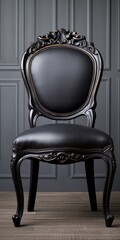 Classic Black Chair with Elegant Design and Textile Seat for Furniture Decor - Front View on Black