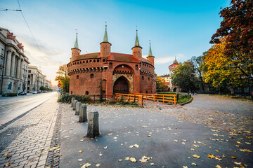 The Barbican in Krakow is the gate of the city's fortification near Market Square in Krakow, Rynek...