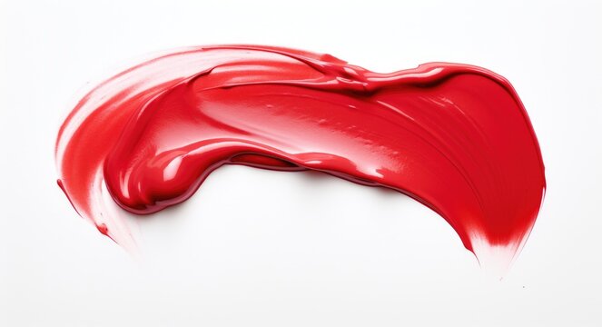 Constructing a Red Lipstick Smear on White Background. Make-up Texture with Bright Red Lip Colour