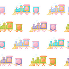 Cute children's seamless pattern with trains. Creative kids texture for fabric, wrapping, textile, wallpaper, apparel. Vector illustration