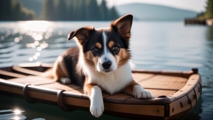 dog on a raft ai generated