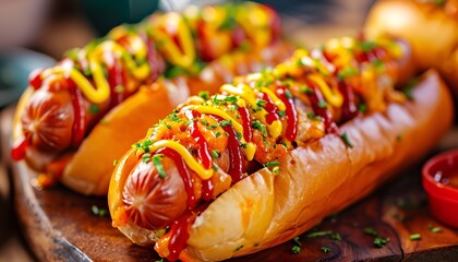 Delicious grilled hotdog - obrazy, fototapety, plakaty
