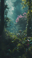 a scene with sunlight and plants