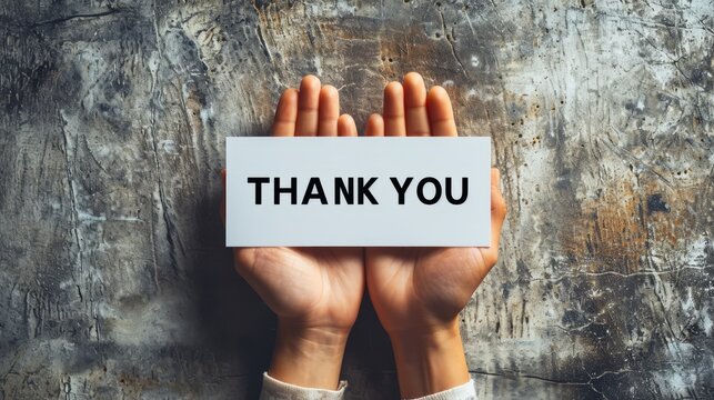 Grateful Gestures: Hands Holding the Text "THANK YOU"
