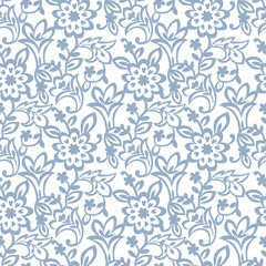 seamless floral pattern line floral blue floral Jacobean floral
repeat vector file