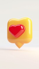 Social Media-Like Icon with Heart Symbol 3D Render