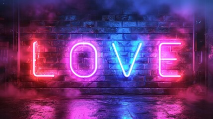 Heart Shape Made of Neon Lights with the word LOVE