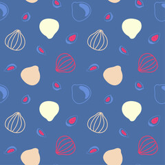 Vector Seamless vector illustration of purple figs and sliced figs on a light background