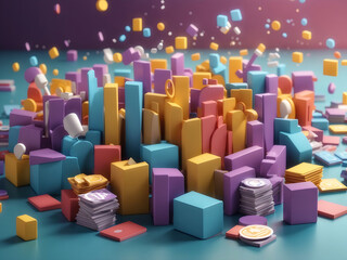 Obraz premium Marketing in social networks. Loud distribution of news and information. 3D image with shadows. Likes, comments, user reactions. Advertising of goods and services design.