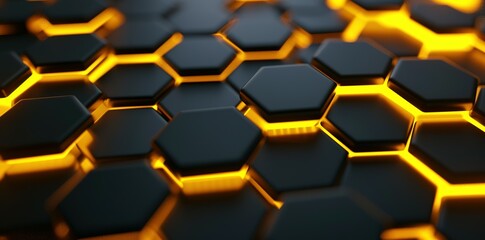Abstract black and gold hexagonal luxury shiny background