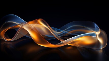 Radiant amber and sapphire ribbons dancing as one background