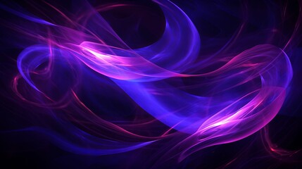 Vivid violet and neon yellow ribbons swirling brilliant