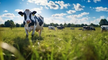 Cows herd in a field - obrazy, fototapety, plakaty