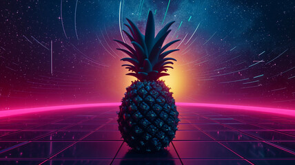 illustration of a pineapple on a black background