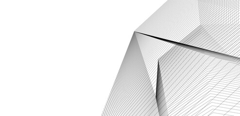 architecture building linear vector 3d illustration 