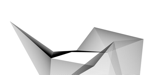 architecture building linear vector 3d illustration 