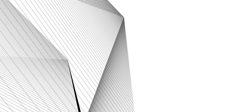 architecture building linear vector 3d illustration 