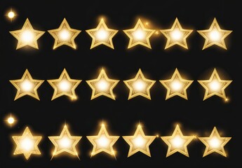 Obraz premium Set of Shine glowing stars Vector Golden Sparks