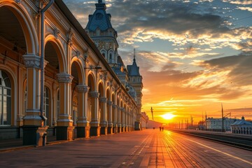 Fototapeta premium railway station,train travelling concept