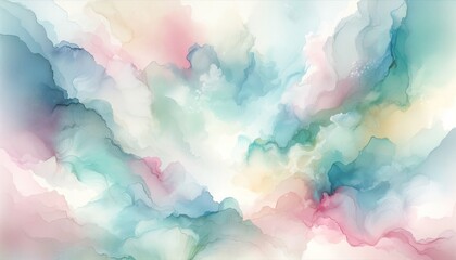 Fototapeta na wymiar A serene composition of watercolor waves in pastel shades, perfect for a soothing background or creative projects