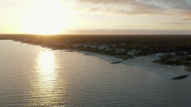 4K Drone Golden Hour Cape Cod Wide Shot