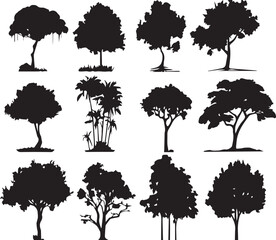 Set Trees. Hand drawn vector illustration