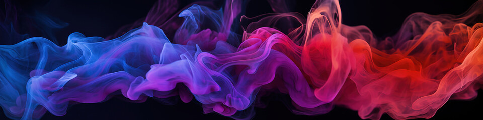 Obraz premium Abstract multicolored smoke on a dark background, Design element, Ai Generated
