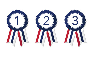 First, second and third place medal set vector illustration on white background