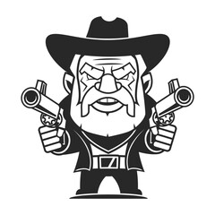 Cowboy bust or head on hat in engraving style. Hand drawn ink sketch. illustration.