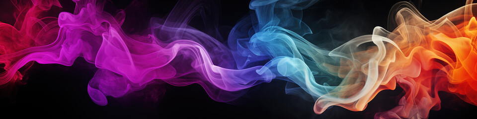 Fototapeta premium Colorful Smoke on dark Background, Abstract Background, Ai Generated