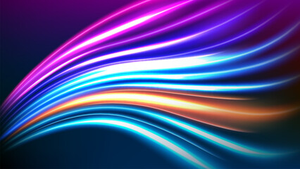 Obraz premium Colorful Light Trails, Long Time Exposure Motion Blur Effect, Vector Illustration