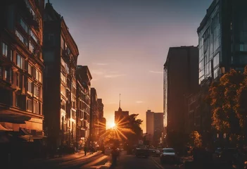 Foto op Plexiglas Sunset in the city © ArtisticLens