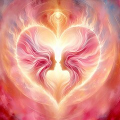 Twin flame couple. Soulmates. The concept of magical, esoteric, tantric, spiritual love. Connection between souls. Illustration for websites and much more. Created using generative ai tools.