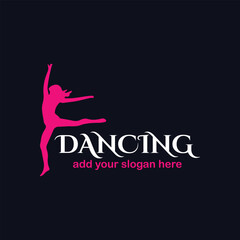 romantic couple dance logo design logo vector - obrazy, fototapety, plakaty