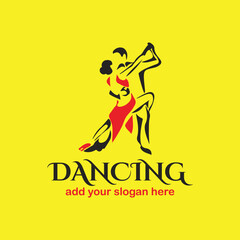 romantic couple dance logo design logo vector