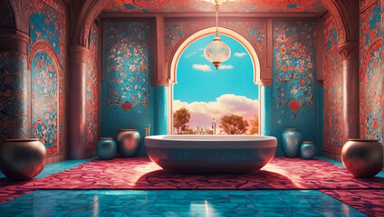 Beautiful bathroom in traditional Turkish style relaxation luxury