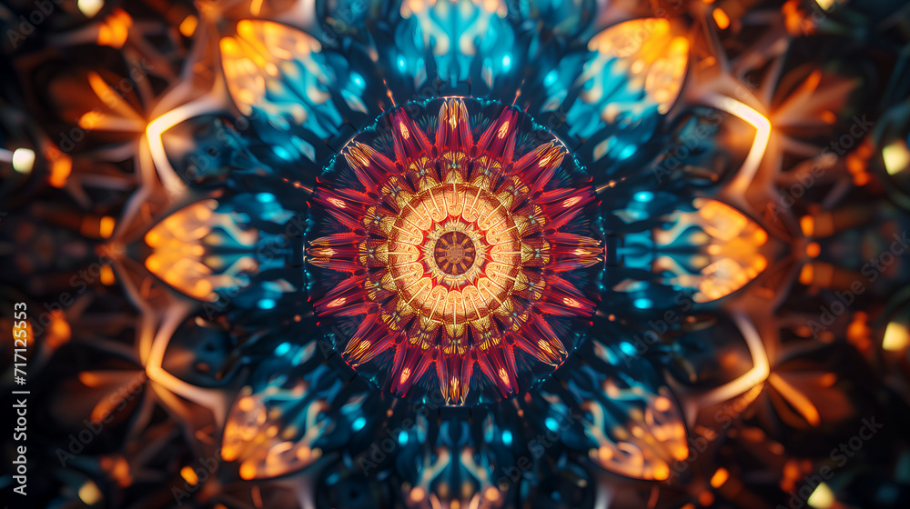 Poster solar circle kaleidoscope a modern multicolor graphic element