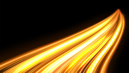 Gold Light Trails, Long Time Exposure Motion Blur Effect, Vector Illustration © Rendix Alextian
