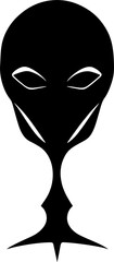 simple black outline drawing silhouette alien, logo, design