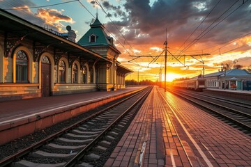 Fototapeta premium railway station,train travelling concept