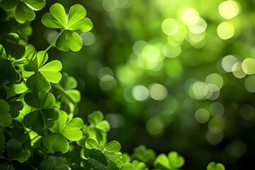 Green Clover Leaves Bathed in Sunlight