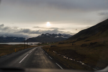 Traveling and exploring Iceland landscapes and famous places. Autumn tourism by Atlantic Ocean and mountains. Outdoor views on beautiful cliffs and travel destinations.