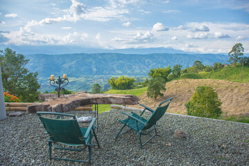 Descanso panorámico, sillas al aire libre