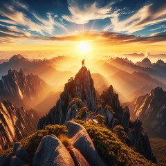 A man standing on top of the mountain, Generative Ai