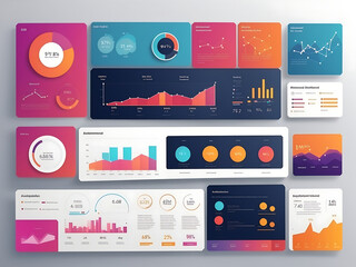 Modern infographic with template and chart statistics. Dashboard Infographics presentation.UI dashboard concept. Chart graph elements for data analytics and statistics. UI, UX, KIT elements design. - obrazy, fototapety, plakaty