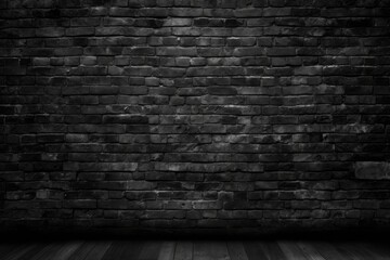 Abstract Black brick wall texture for pattern background. wide panorama picture. - obrazy, fototapety, plakaty