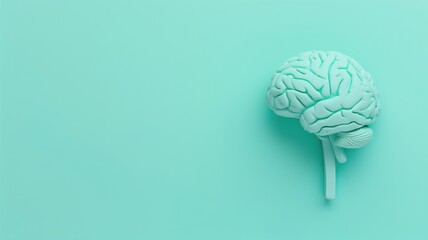 Minimalistic human brain model on a turquoise background