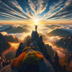 A man standing on top of the mountain, Generative Ai