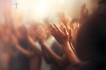 Foto op Plexiglas Soft focus of Christian worship with raised hand,m © Prasanth