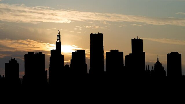 Saint Paul Skyline at Sunrise, Time Lapse with Colorful Clouds, Minnesota, USA